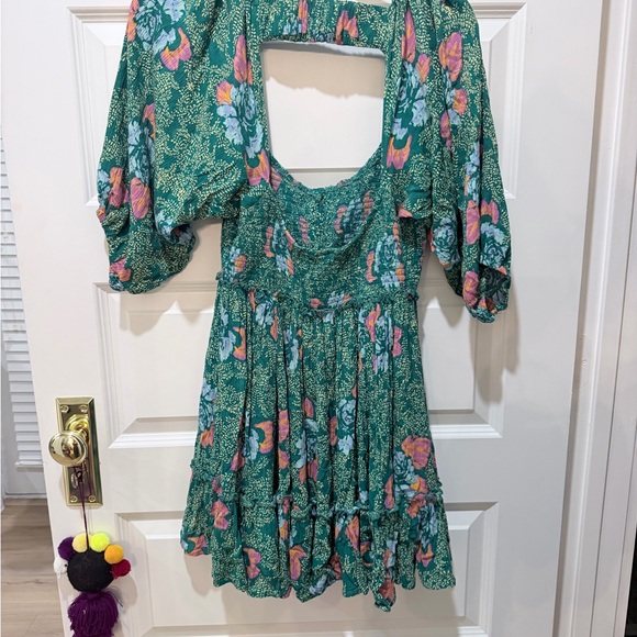 Free People Summer Picnic Printed Mini Dress in green - Picture 3 of 4